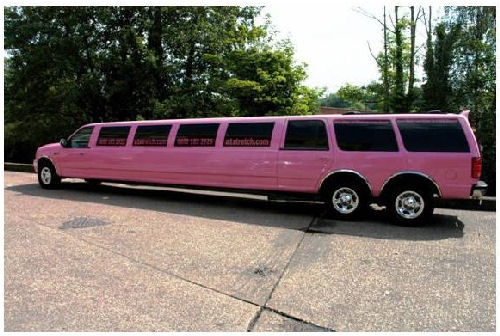 Chauffeur stretched 6 wheeler pink Navigator limousine hire in London, Berkshire, Surrey, Buckinghamshire, Hertfordshire, Essex, Kent, Hampshire, Northamptonshire