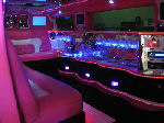 Chauffeur stretched pink Hummer H2 limo hire interior in Newcastle, Sunderland, Durham, and North East