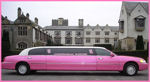 Chauffeur stretch pink Lincoln limo hire in UK