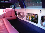 Chauffeur stretched pink Lincoln limousine hire interior in Sheffield, Rotherham, Doncaster, Chesterfield, South Yorkshire
